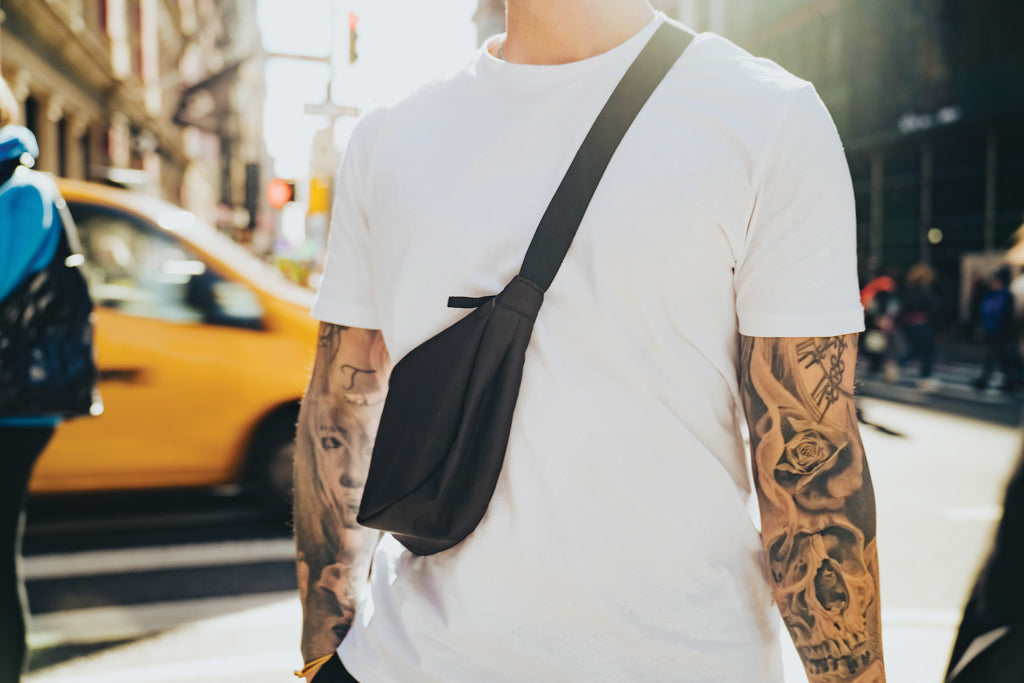 Crescent AWARE™ RPET half moon sling bag - Black