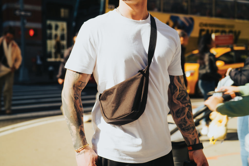 Crescent AWARE™ RPET half moon sling bag - Black