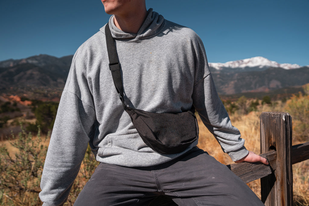 Crescent AWARE™ RPET half moon sling bag - Black
