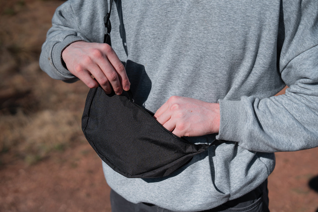 Crescent AWARE™ RPET half moon sling bag - Black
