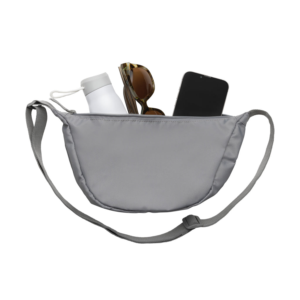 Crescent AWARE™ RPET half moon sling bag - Silver Grey