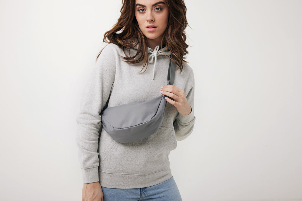 Crescent AWARE™ RPET half moon sling bag - Silver Grey