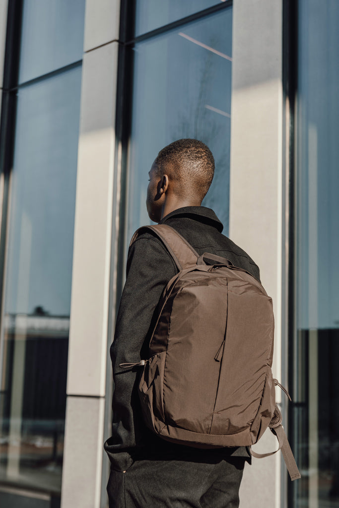 KENTO URBAN RCS recycled nylon 15.6 inch Backpack with front - Brown