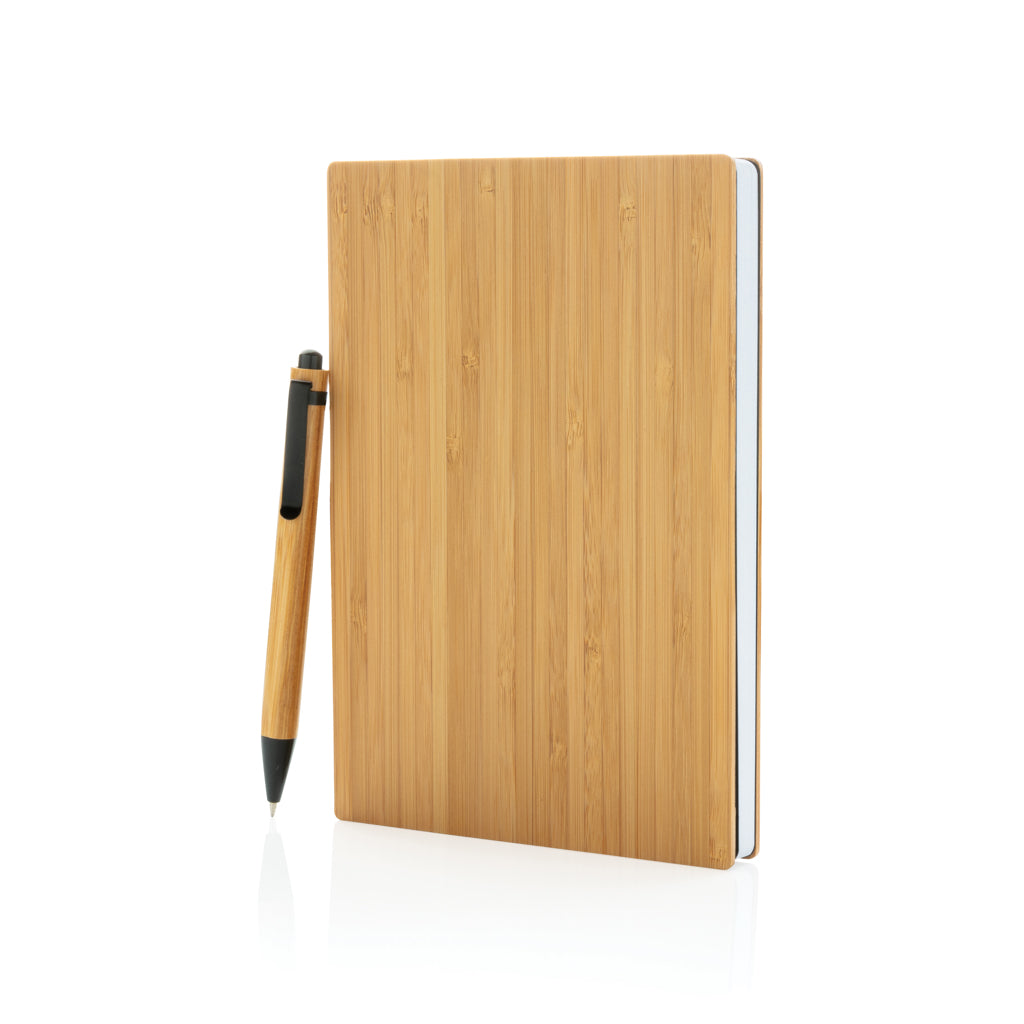 A5 Bamboo notebook & pen set - Brown