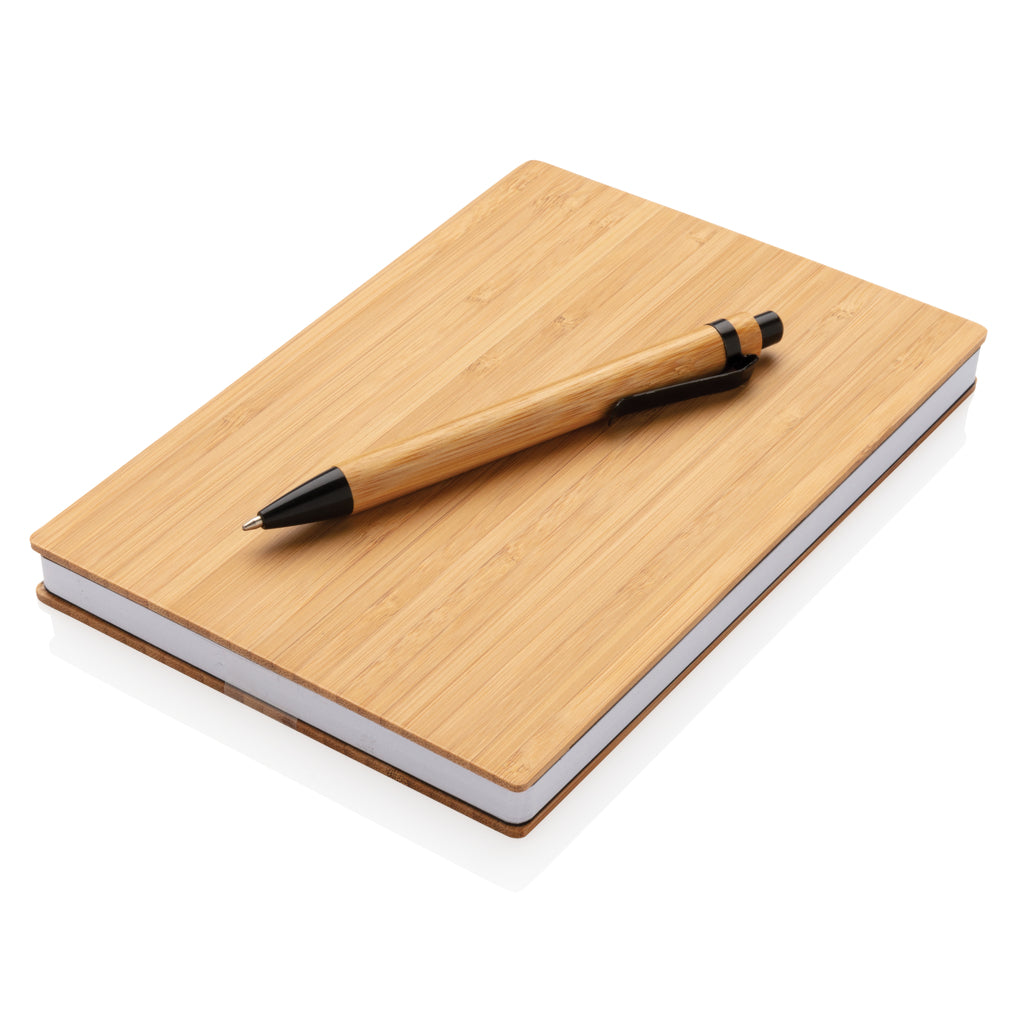 A5 Bamboo notebook & pen set - Brown