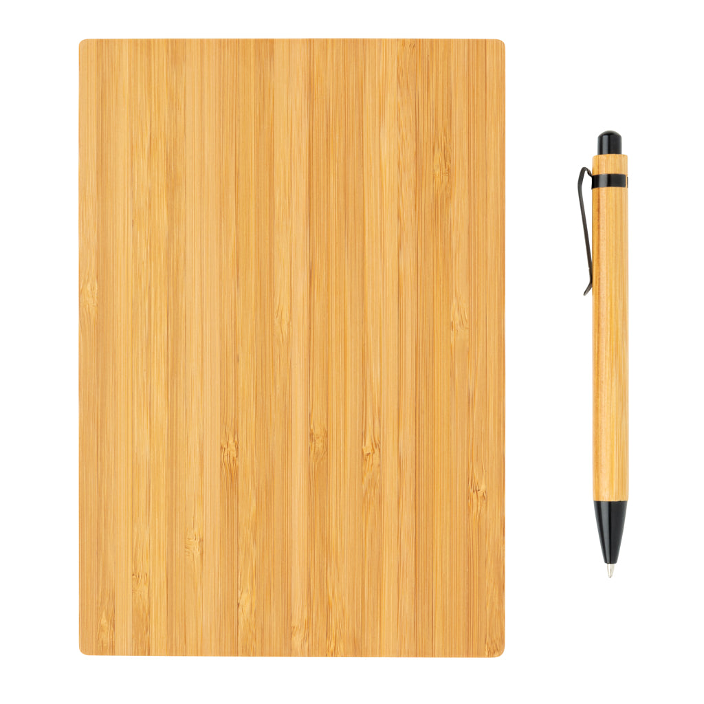 A5 Bamboo notebook & pen set - Brown