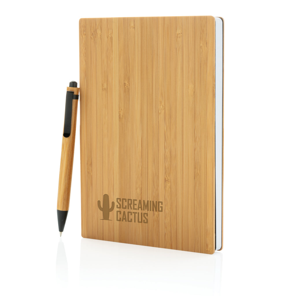 A5 Bamboo notebook & pen set - Brown