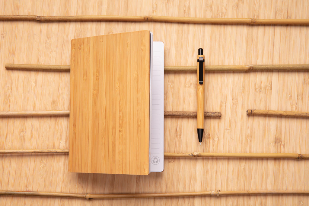 A5 Bamboo notebook & pen set - Brown