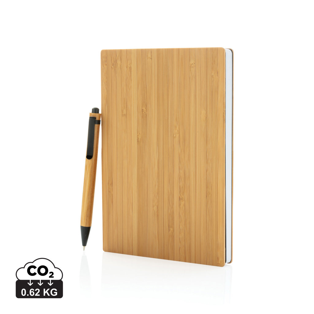 A5 Bamboo notebook & pen set - Brown