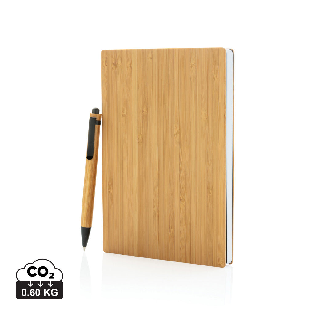 A5 Bamboo notebook & pen set - Brown