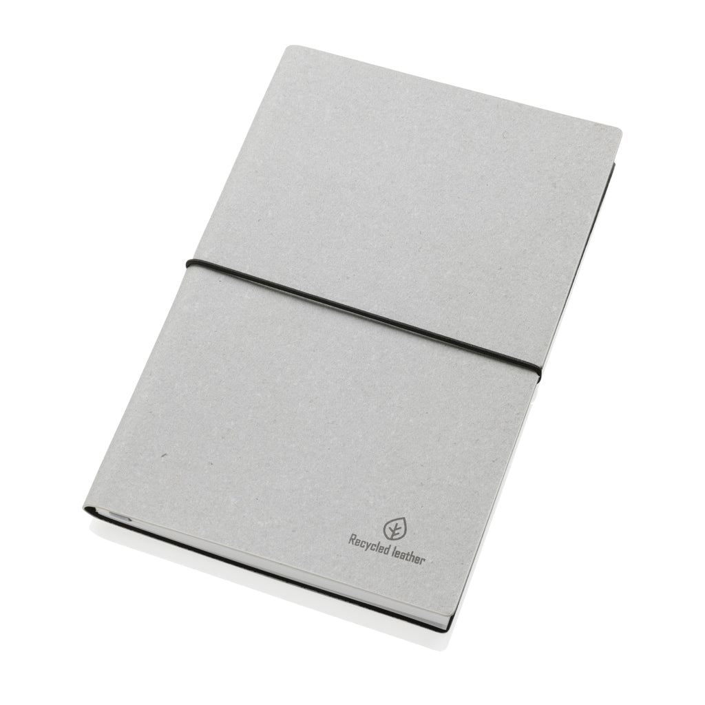 A5 GRS recycled leather notebook - Light Grey