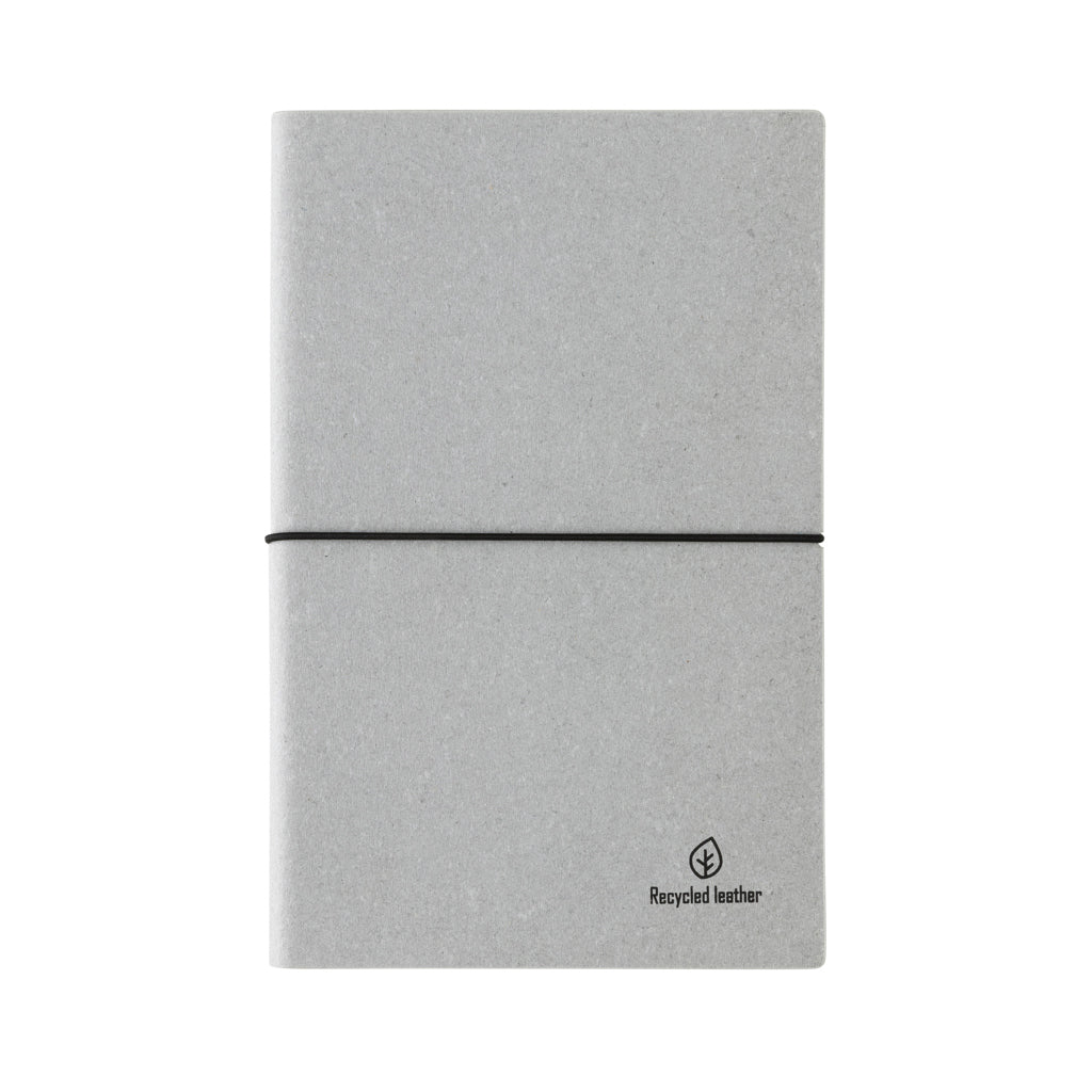 A5 GRS recycled leather notebook - Light Grey