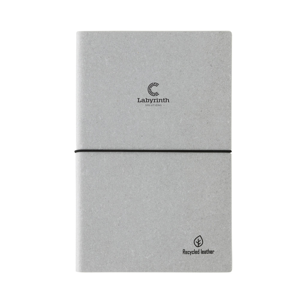 A5 GRS recycled leather notebook - Light Grey