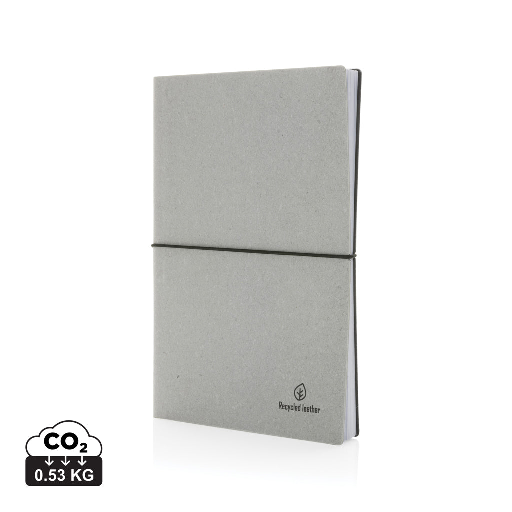 A5 GRS recycled leather notebook - Light Grey