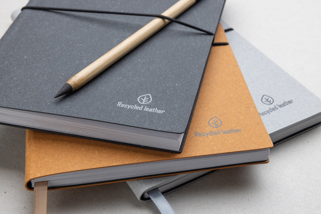 A5 GRS recycled leather notebook - Grey