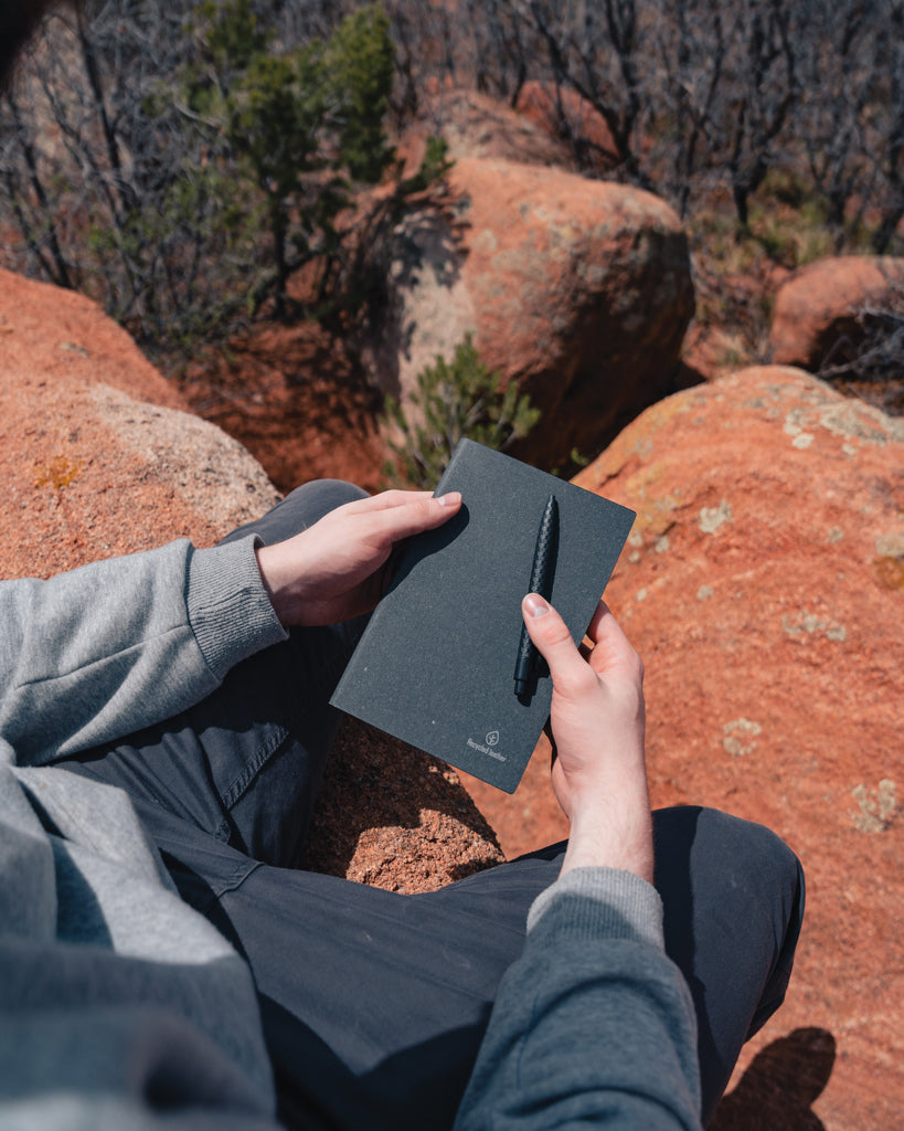 A5 GRS recycled leather notebook - Grey
