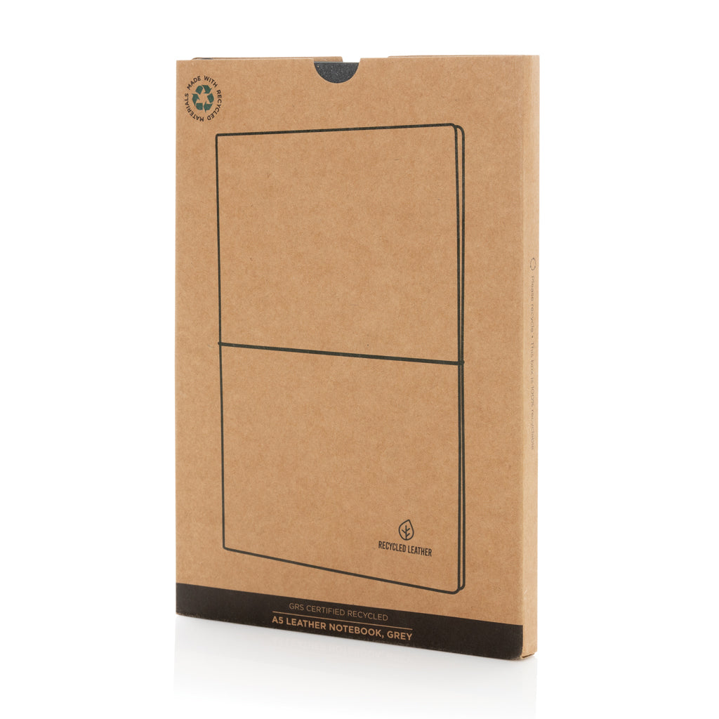 A5 GRS recycled leather notebook - Grey