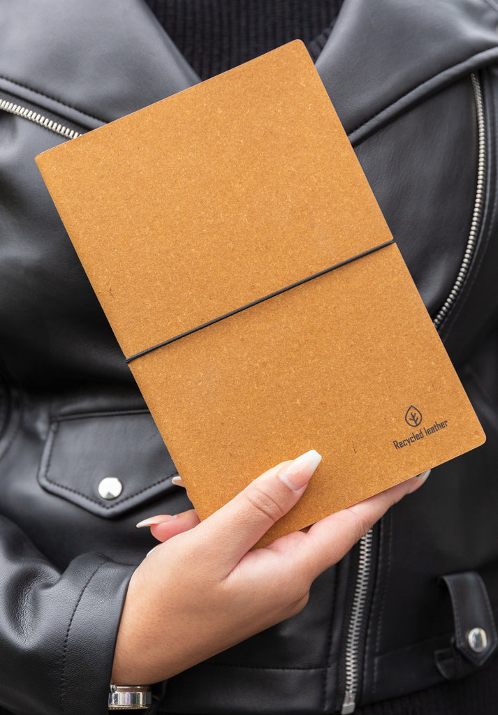 A5 GRS recycled leather notebook - Brown