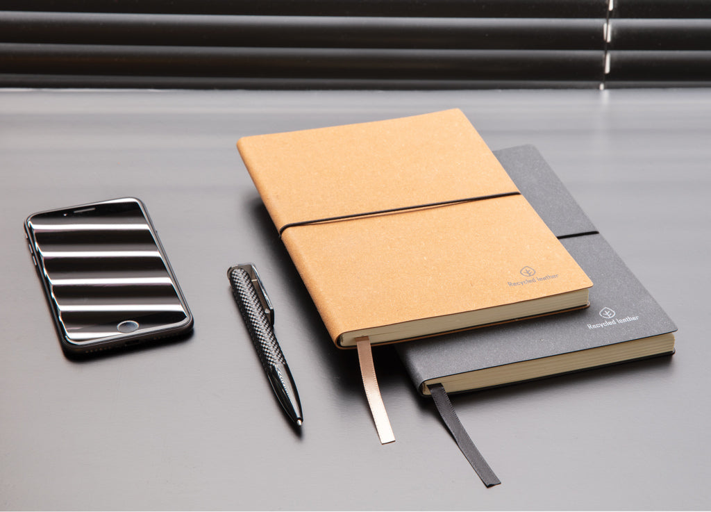 A5 GRS recycled leather notebook - Brown