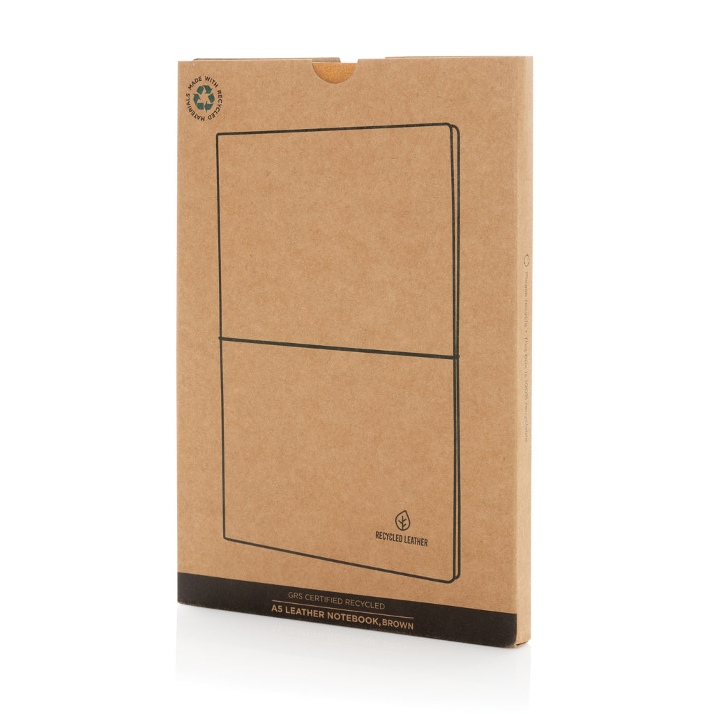 A5 GRS recycled leather notebook - Brown