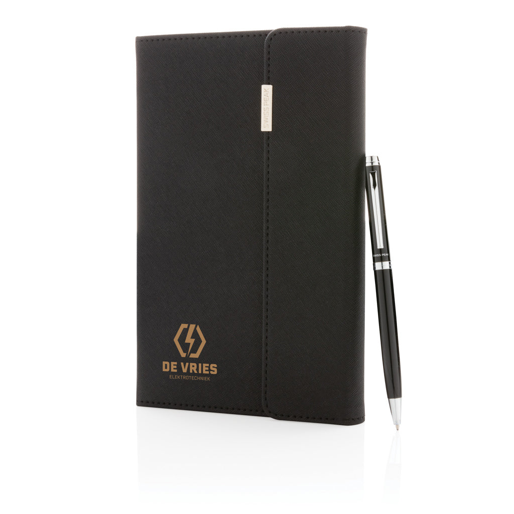 Swiss Peak deluxe A5 notebook and pen set - Black