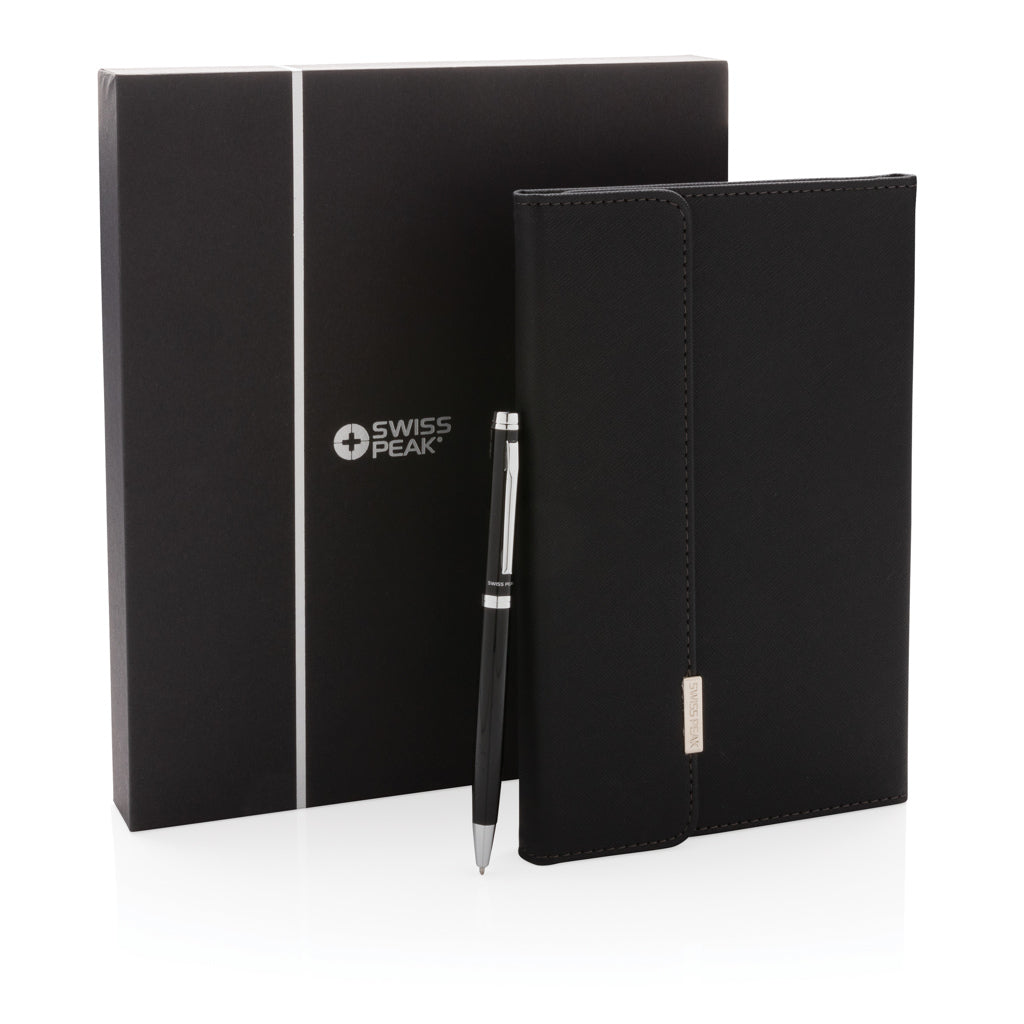 Swiss Peak deluxe A5 notebook and pen set - Black