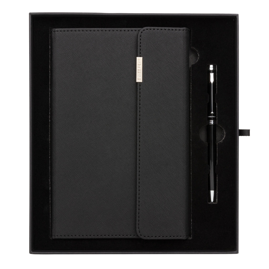 Swiss Peak deluxe A5 notebook and pen set - Black