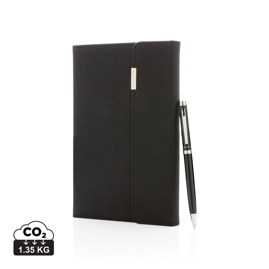 Swiss Peak deluxe A5 notebook and pen set - Black