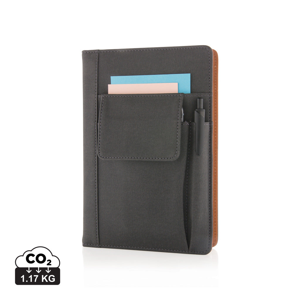 Notebook with phone pocket - Black