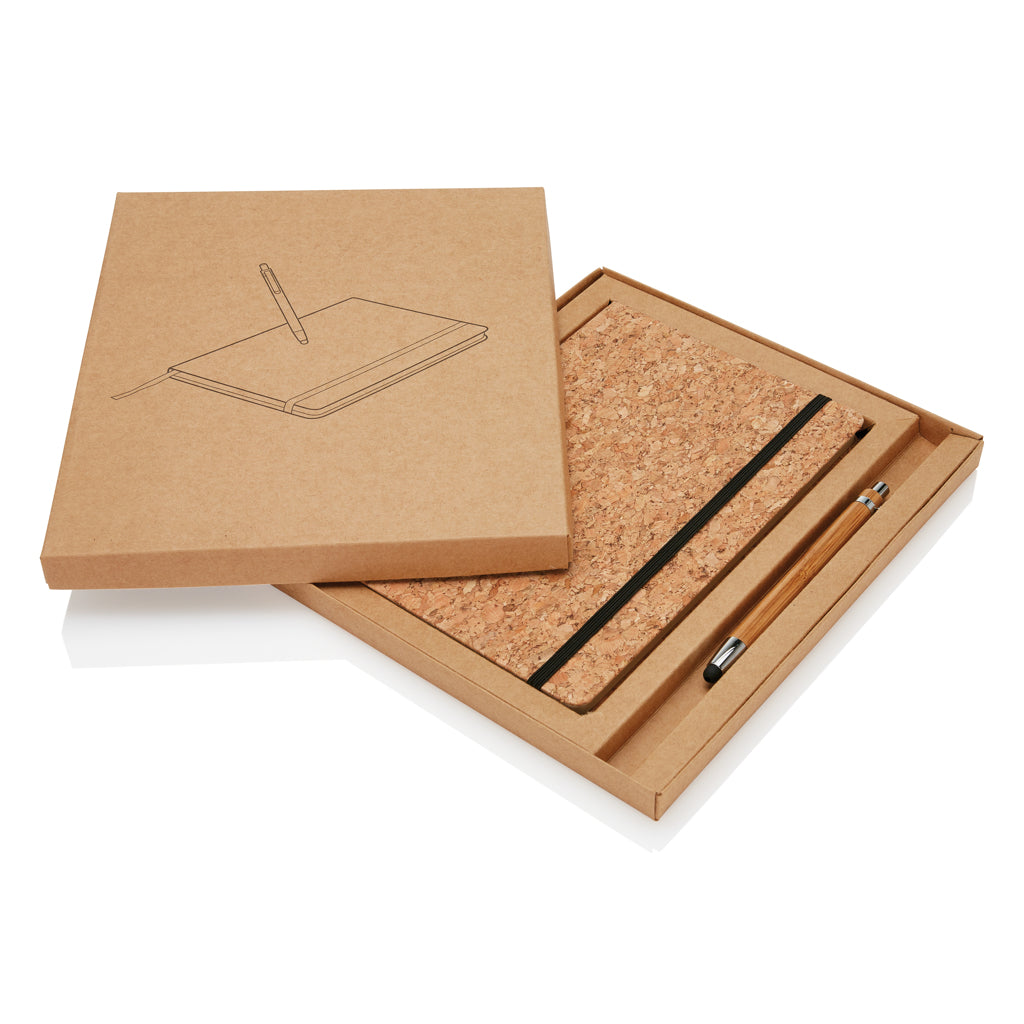 A5 notebook with bamboo pen including stylus - Brown