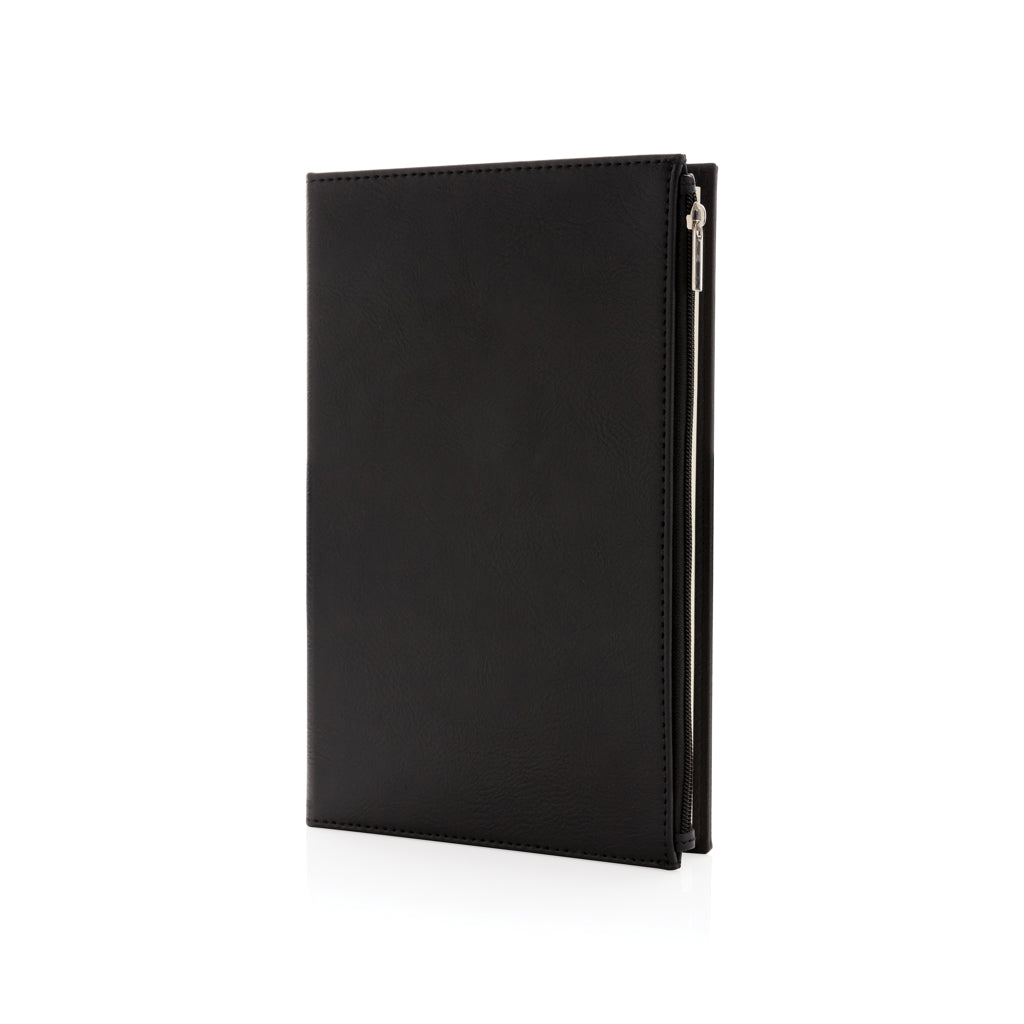 Swiss Peak A5 PU notebook with zipper pocket - Black