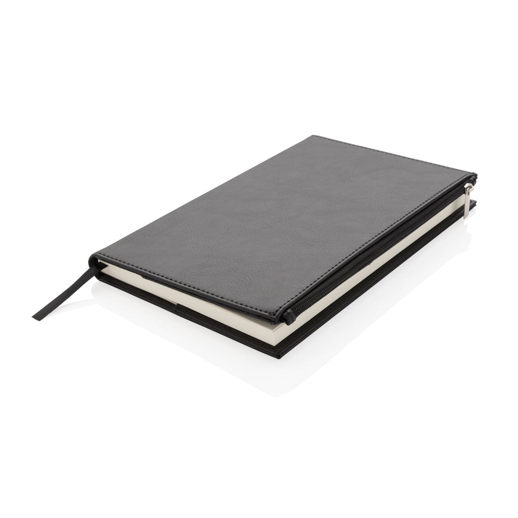 Swiss Peak A5 PU notebook with zipper pocket - Black