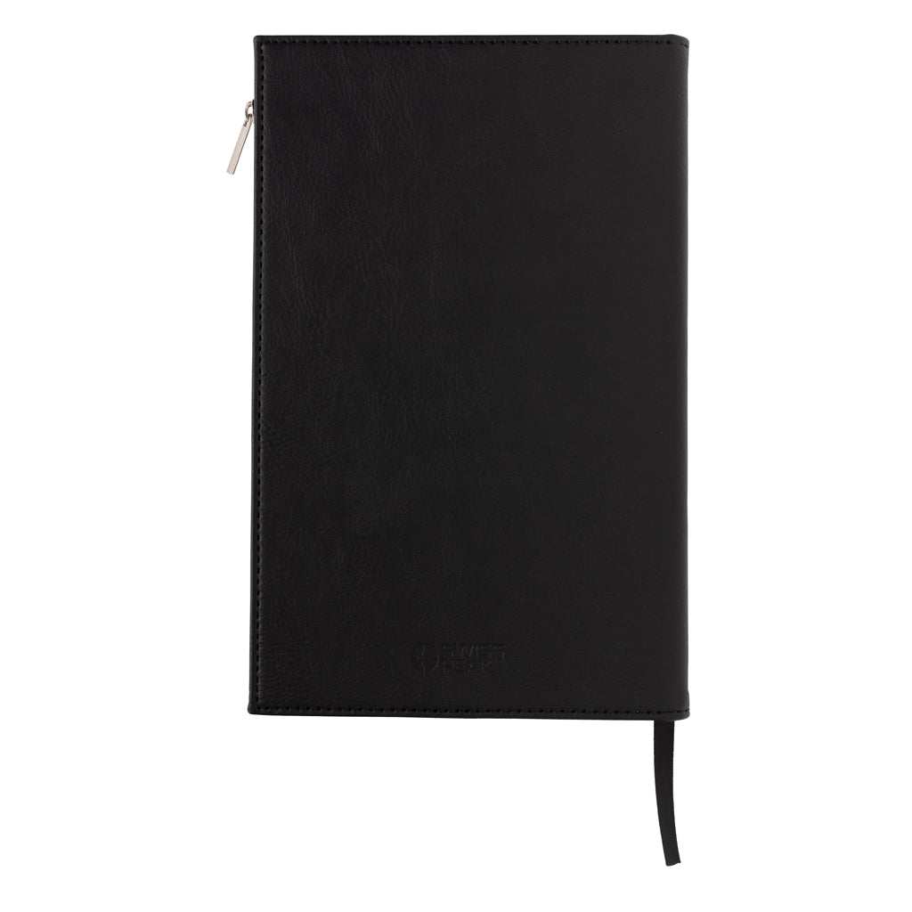 Swiss Peak A5 PU notebook with zipper pocket - Black