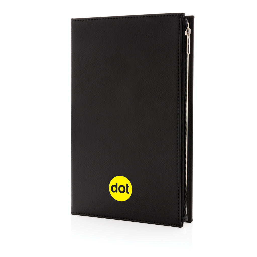 Swiss Peak A5 PU notebook with zipper pocket - Black