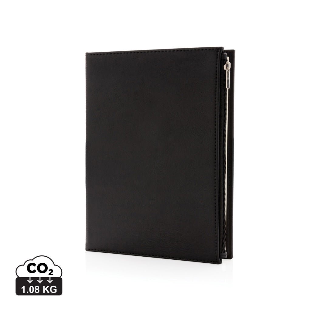 Swiss Peak A5 PU notebook with zipper pocket - Black