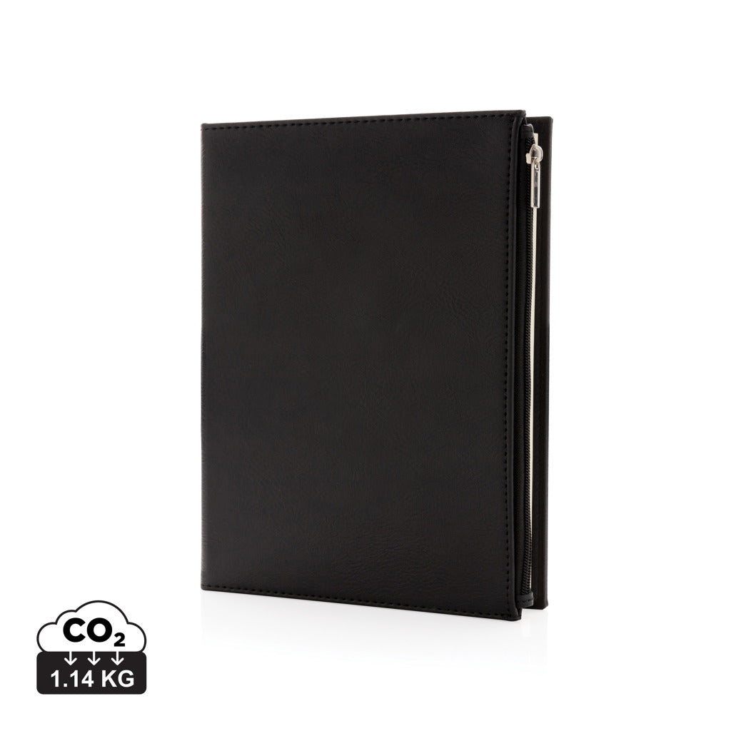 Swiss Peak A5 PU notebook with zipper pocket - Black