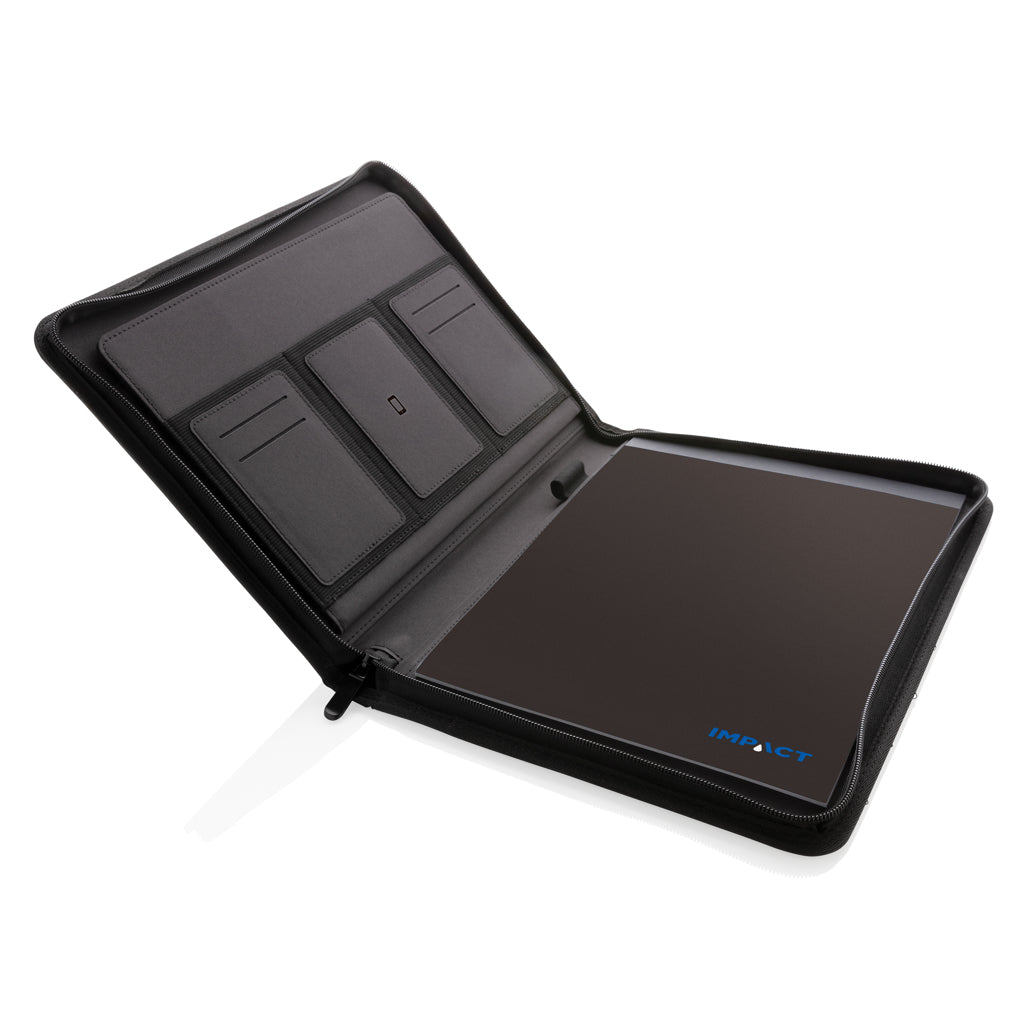 Impact AWARE™ RPET A4 portfolio with zipper - Black