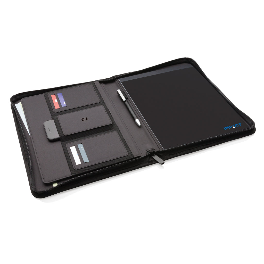 Impact AWARE™ RPET A4 portfolio with zipper - Black