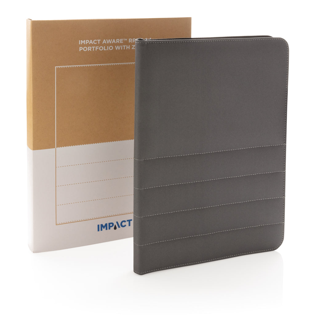 Impact AWARE™ RPET A4 portfolio with zipper - Anthracite