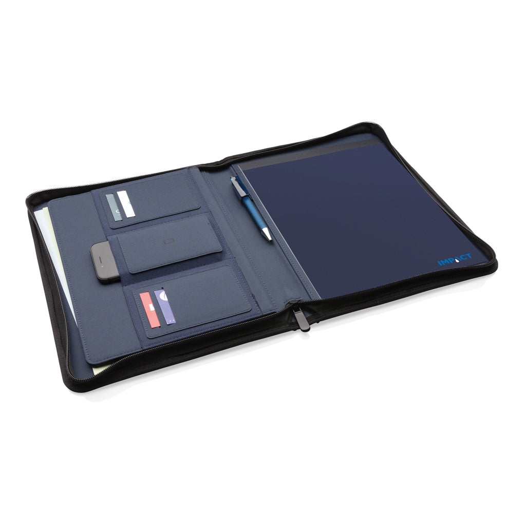 Impact AWARE™ RPET A4 portfolio with zipper - Navy