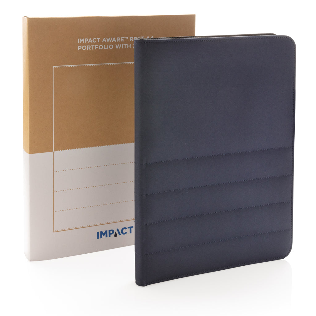 Impact AWARE™ RPET A4 portfolio with zipper - Navy