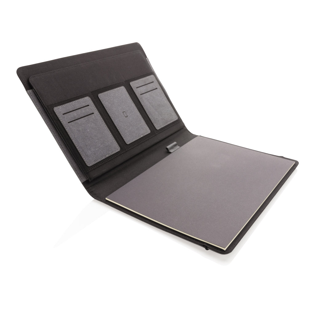 Recycled leather A4 portfolio - Grey
