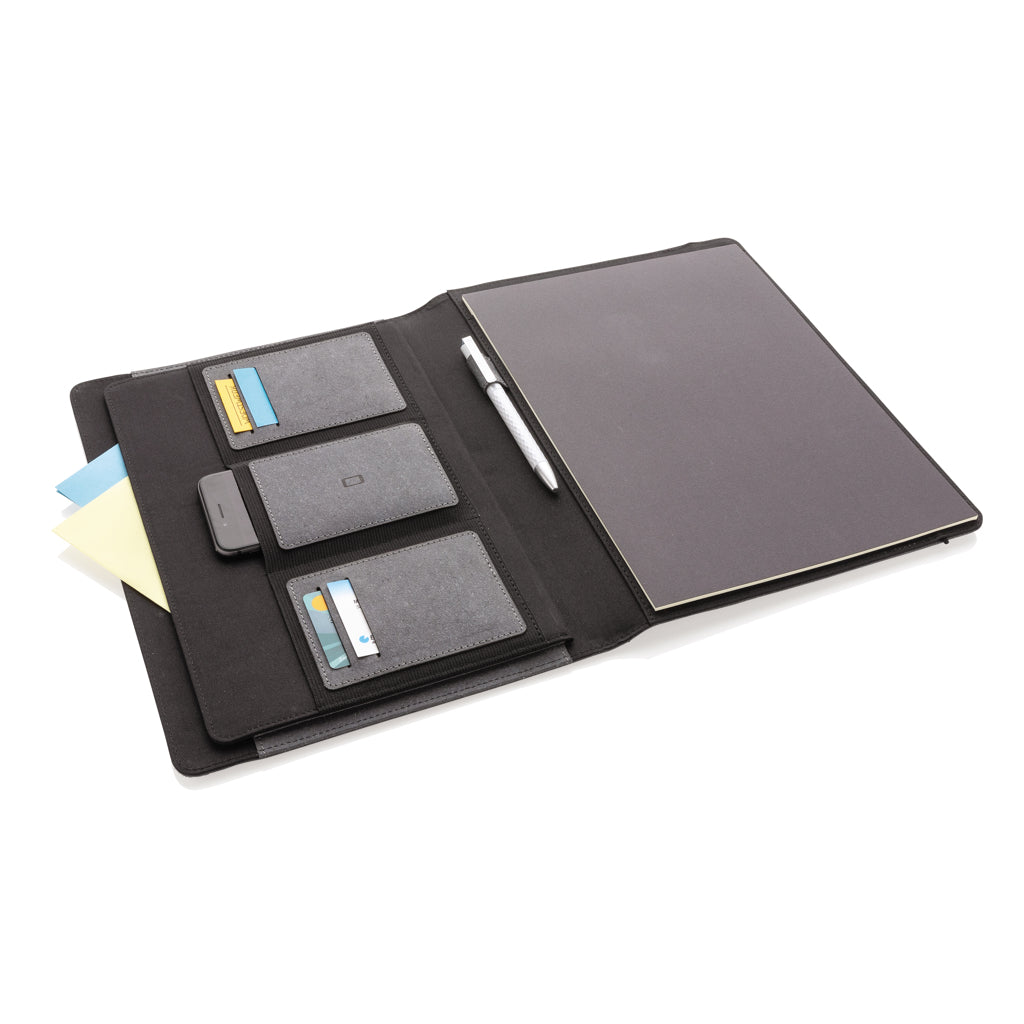 Recycled leather A4 portfolio - Grey