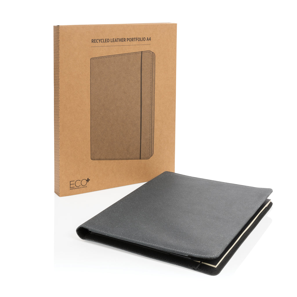 Recycled leather A4 portfolio - Grey