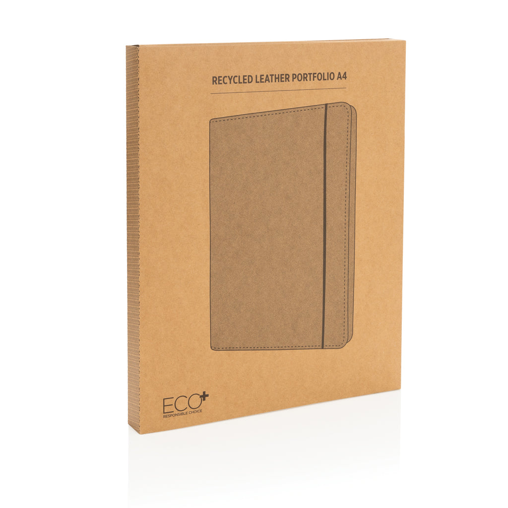 Recycled leather A4 portfolio - Grey