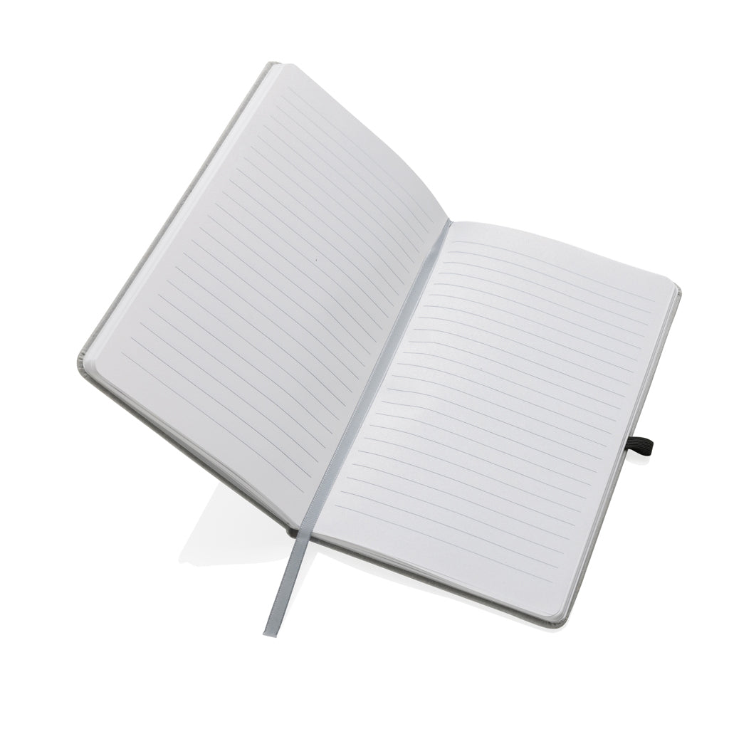 GRS Recycled leather hardcover notebook A5 - Light Grey