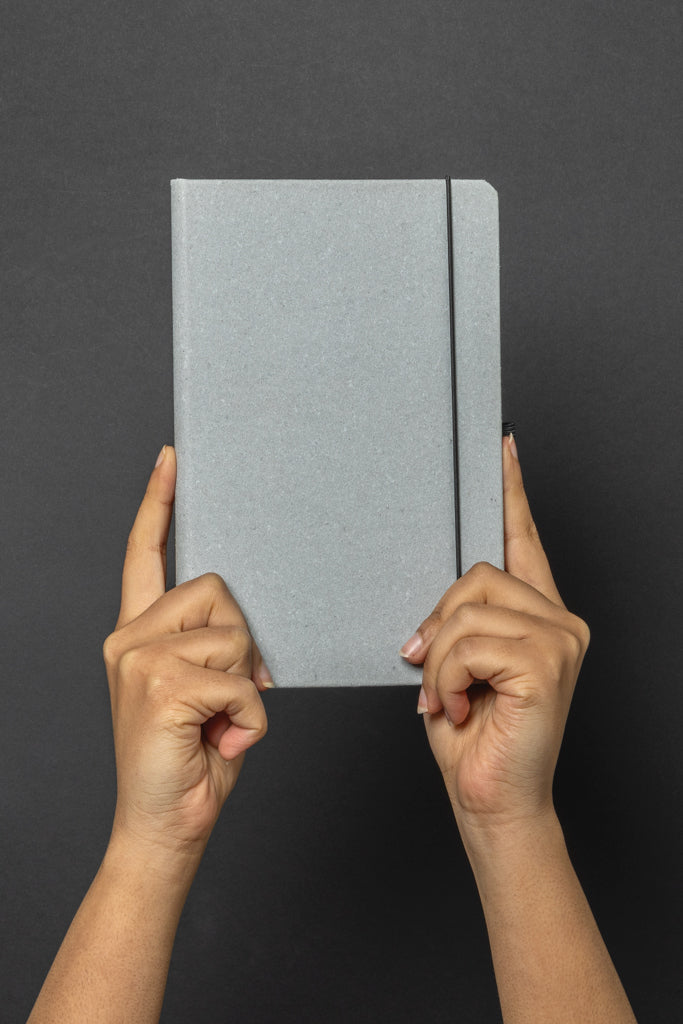 GRS Recycled leather hardcover notebook A5 - Light Grey