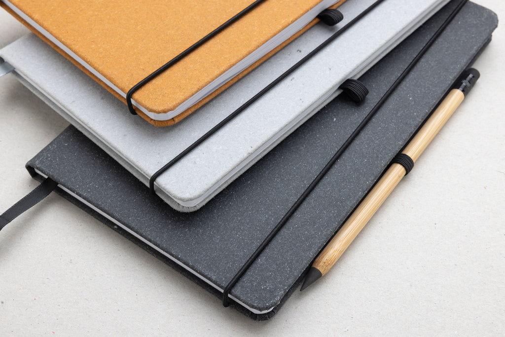 GRS Recycled leather hardcover notebook A5 - Light Grey