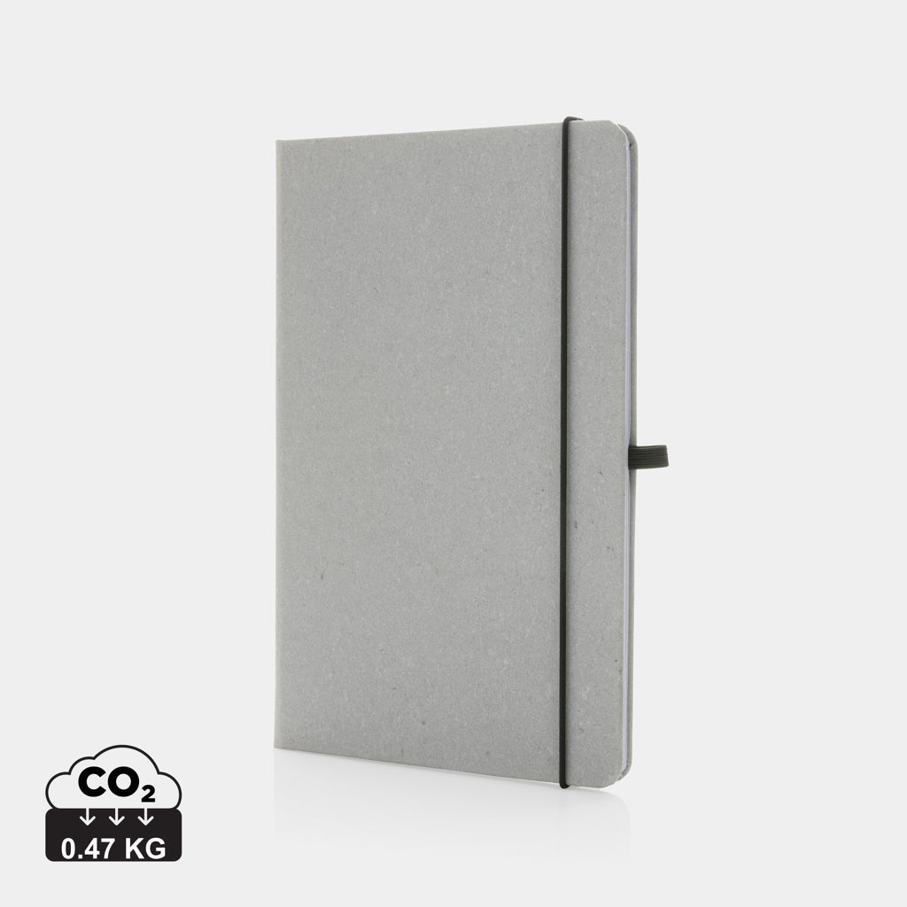 GRS Recycled leather hardcover notebook A5 - Light Grey