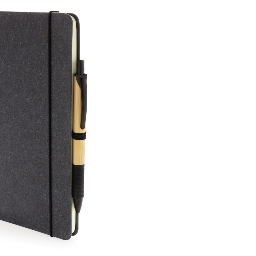 GRS Recycled leather hardcover notebook A5 - Grey